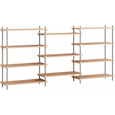 Moebe - Shelving System s.115.3.A Regal, Dreifach Eiche/Warmes Grau
