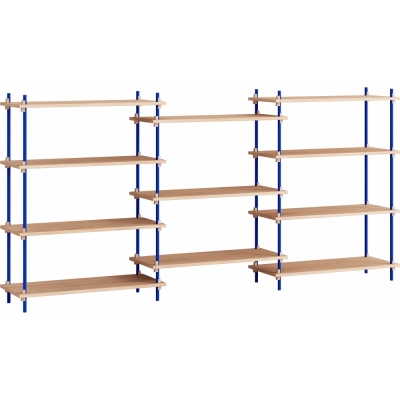 Moebe - Shelving System s.115.3.A Regal, Dreifach Eiche/Tiefblau