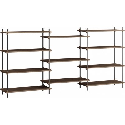 Moebe - Shelving System s.115.3.A Regal, Dreifach Eiche geräuchert/Schwarz