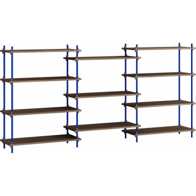 Moebe - Shelving System s.115.3.A Regal, Dreifach Eiche geräuchert/Tiefblau