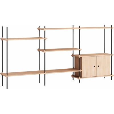 Moebe - Shelving System s.115.3.B Regal, Dreifach Eiche/Schwarz