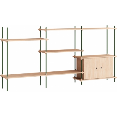 Moebe - Shelving System s.115.3.B Regal, Dreifach Eiche/Kieferngrün