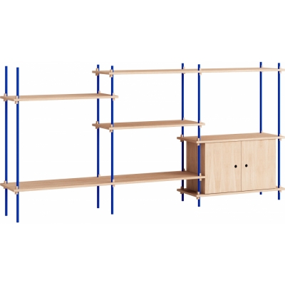 Moebe - Shelving System s.115.3.B Regal, Dreifach Eiche/Tiefblau