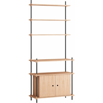 Moebe - Shelving System s.200.1.C Regal, Einfach Eiche/Schwarz