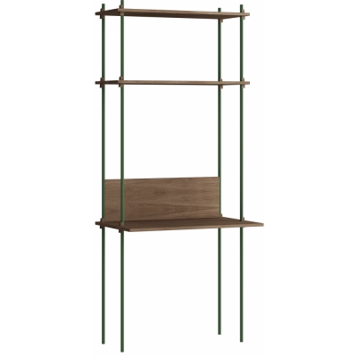 Moebe - Shelving System s.200.1.D Regal, Einfach Eiche geräuchert/Kieferngrün