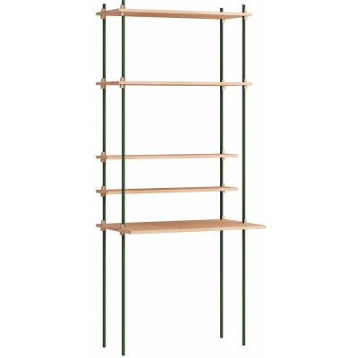 Moebe - Shelving System s.200.1.E Regal, Einfach Eiche/Kieferngrün