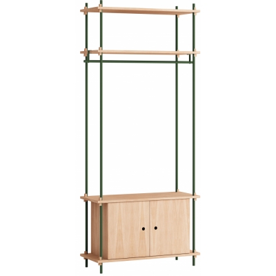 Moebe - Shelving System s.200.1.G Regal, Einfach Eiche/Kieferngrün