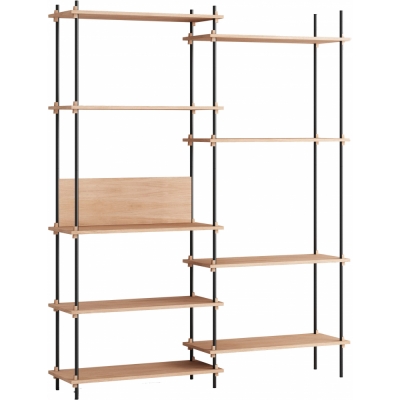 Moebe - Shelving System s.200.2.A Regal, Doppelt Eiche/Schwarz