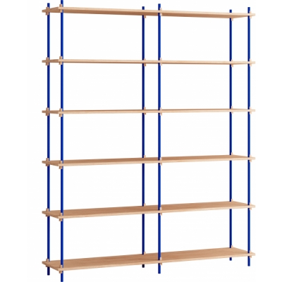 Moebe - Shelving System s.200.2.B Regal, Doppelt Eiche/Tiefblau