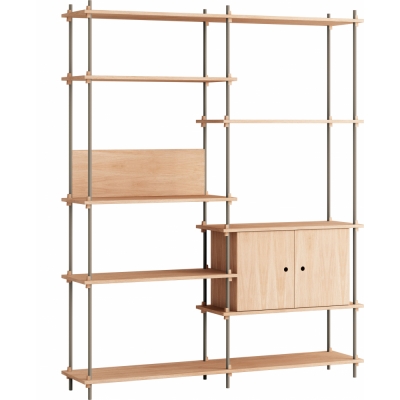 Moebe - Shelving System s.200.2.C Regal, Doppelt Eiche/Warmes Grau