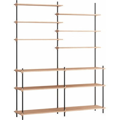 Moebe - Shelving System s.200.2.D Regal, Doppelt Eiche/Schwarz