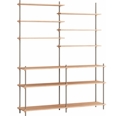 Moebe - Shelving System s.200.2.D Regal, Doppelt Eiche/Warmes Grau