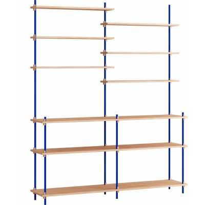 Moebe - Shelving System s.200.2.D Regal, Doppelt Eiche/Tiefblau