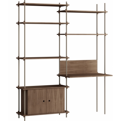 Moebe - Shelving System s.200.2.E Regal, Doppelt Eiche geräuchert/Warmes Grau