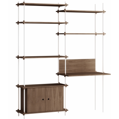 Moebe - Shelving System s.200.2.E Regal, Doppelt Eiche geräuchert/Weiß