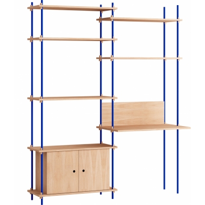 Moebe - Shelving System s.200.2.E Regal, Doppelt Eiche/Tiefblau