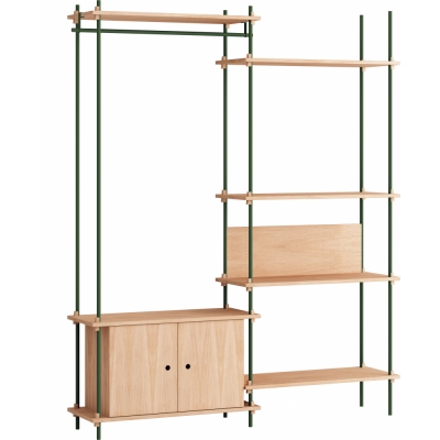 Moebe - Shelving System s.200.2.G Regal, Doppelt Eiche/Kieferngrün