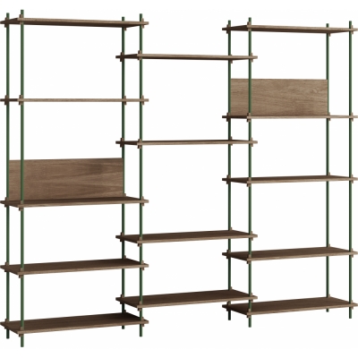 Moebe - Shelving System s.200.3.A Regal, Dreifach Eiche geräuchert/Kieferngrün