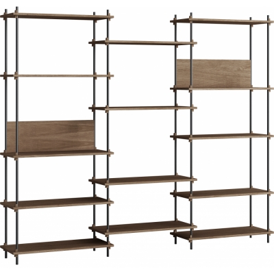 Moebe - Shelving System s.200.3.A Regal, Dreifach Eiche geräuchert/Schwarz