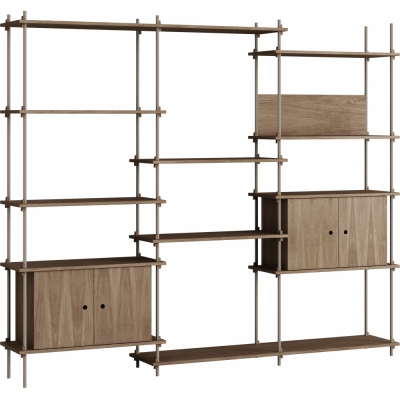 Moebe - Shelving System s.200.3.B Regal, Dreifach Eiche geräuchert/Warmes Grau