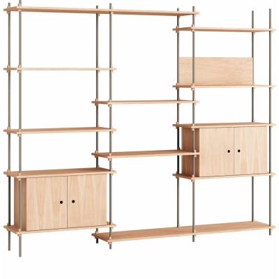 Moebe - Shelving System s.200.3.B Regal, Dreifach Eiche/Warmes Grau