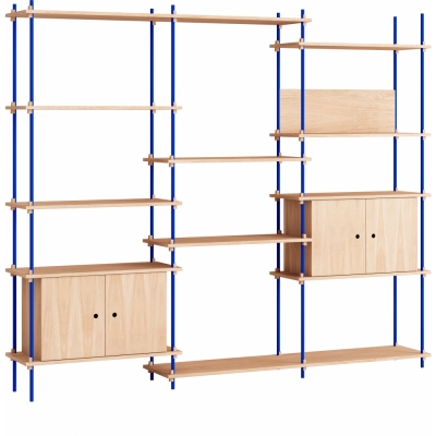 Moebe - Shelving System s.200.3.B Regal, Dreifach Eiche/Tiefblau