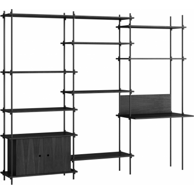 Moebe - Shelving System s.200.3.D Regal, Dreifach Schwarz/Schwarz