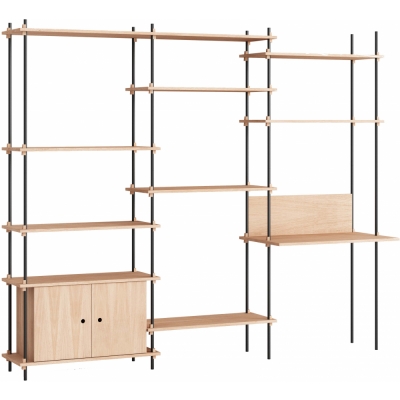 Moebe - Shelving System s.200.3.D Regal, Dreifach Eiche/Schwarz