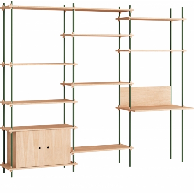 Moebe - Shelving System s.200.3.D Regal, Dreifach Eiche/Kieferngrün