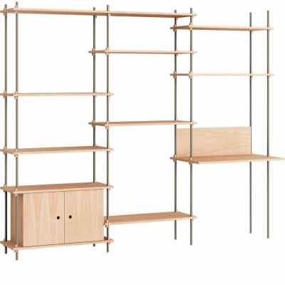 Moebe - Shelving System s.200.3.D Regal, Dreifach Eiche/Warmes Grau