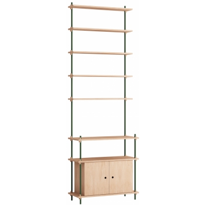 Moebe - Shelving System s.255.1.C Regal, Einfach Eiche/Kieferngrün