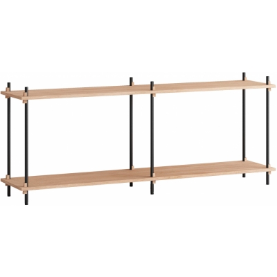 Moebe - Shelving System s.65.2.B Regal, Doppelt Eiche/Schwarz