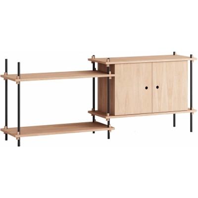 Moebe - Shelving System s.65.2.C Regal, Doppelt Eiche/Schwarz