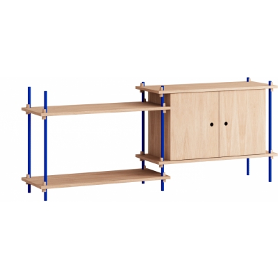 Moebe - Shelving System s.65.2.C Regal, Doppelt Eiche/Tiefblau