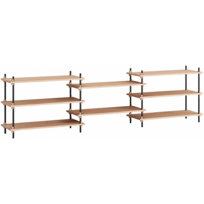Moebe - Shelving System s.65.3.A Regal, Dreifach Eiche/Schwarz