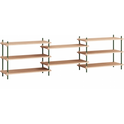 Moebe - Shelving System s.65.3.A Regal, Dreifach Eiche/Kieferngrün