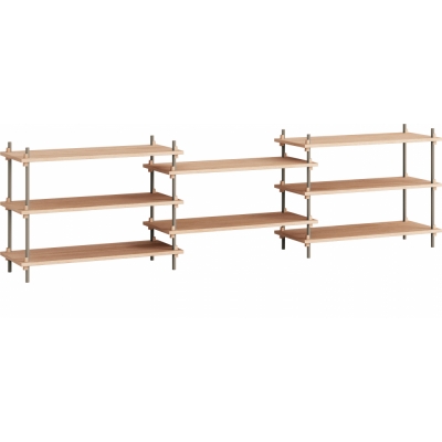 Moebe - Shelving System s.65.3.A Regal, Dreifach Eiche/Warmes Grau