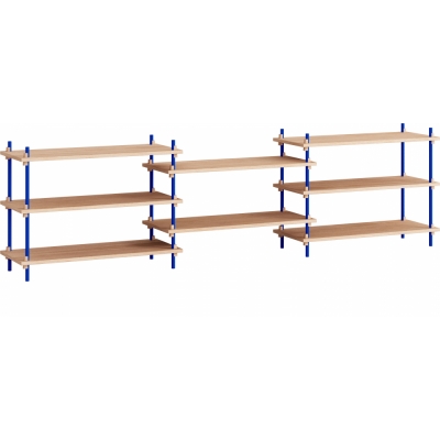 Moebe - Shelving System s.65.3.A Regal, Dreifach Eiche/Tiefblau