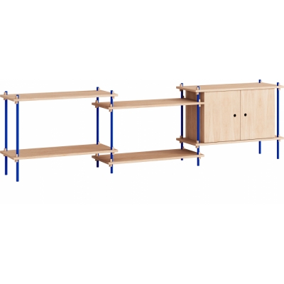 Moebe - Shelving System s.65.3.B Regal, Dreifach Eiche/Tiefblau