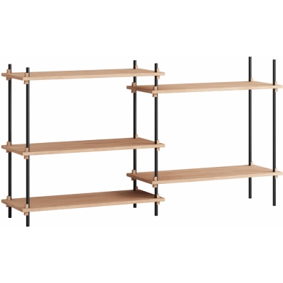 Moebe - Shelving System s.85.2.A Regal, Doppelt Eiche/Schwarz