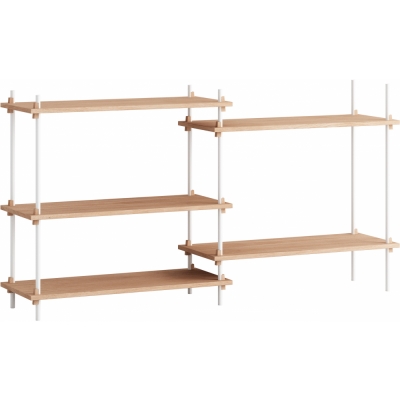 Moebe - Shelving System s.85.2.A Regal, Doppelt Eiche/Weiß