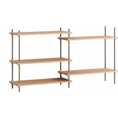Moebe - Shelving System s.85.2.A Regal, Doppelt Eiche/Warmes Grau