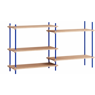 Moebe - Shelving System s.85.2.A Regal, Doppelt Eiche/Tiefblau