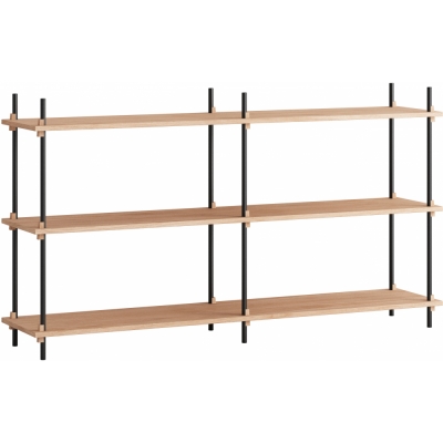 Moebe - Shelving System s.85.2.B Regal, Doppelt Eiche/Schwarz