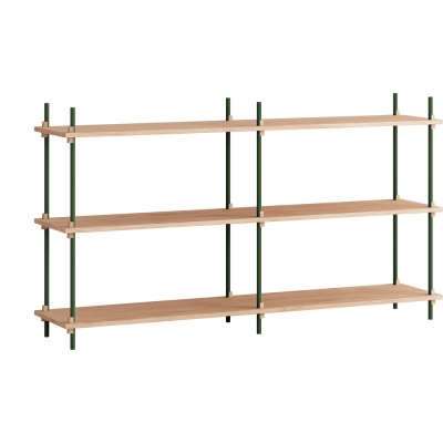 Moebe - Shelving System s.85.2.B Regal, Doppelt Eiche/Kieferngrün