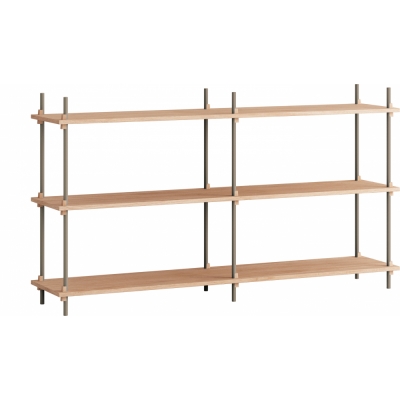 Moebe - Shelving System s.85.2.B Regal, Doppelt Eiche/Warmes Grau