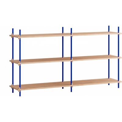 Moebe - Shelving System s.85.2.B Regal, Doppelt Eiche/Tiefblau