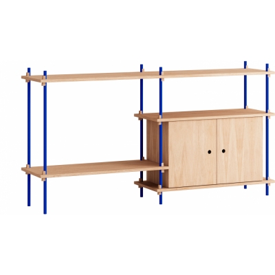 Moebe - Shelving System s.85.2.C Regal, Doppelt Eiche/Tiefblau