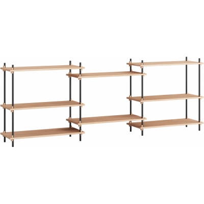 Moebe - Shelving System s.85.3.A Regal, Dreifach Eiche/Schwarz