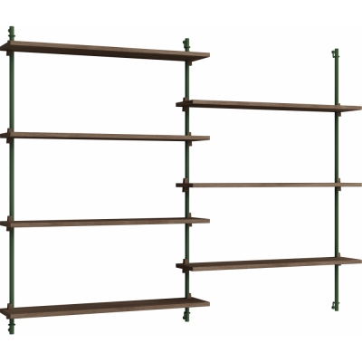 Moebe - Wall Shelving ws.115.2 Wandregal, Doppelt Eiche geräuchert/Kieferngrün